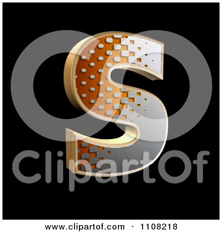 Clipart 3d Halftone Capital Letter S On Black - Royalty Free Illustration by chrisroll