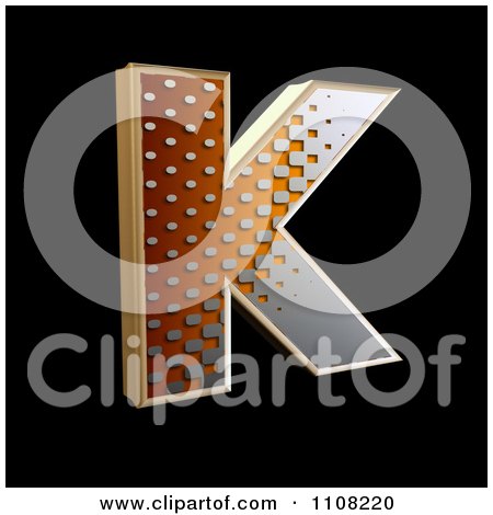 Clipart 3d Halftone Capital Letter K On Black - Royalty Free Illustration by chrisroll