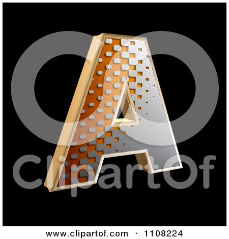 Clipart 3d Halftone Capital Letter A On Black - Royalty Free Illustration by chrisroll