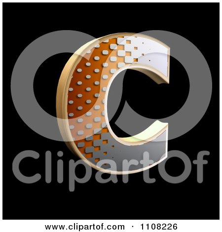 Clipart 3d Halftone Capital Letter C On Black - Royalty Free Illustration by chrisroll