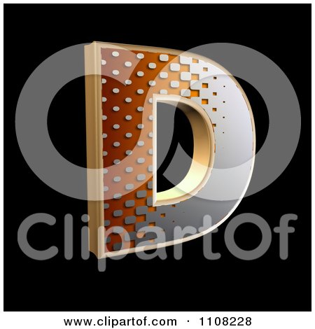 Clipart 3d Halftone Capital Letter D On Black - Royalty Free Illustration by chrisroll
