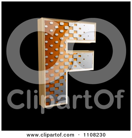 Clipart 3d Halftone Capital Letter F On Black - Royalty Free Illustration by chrisroll