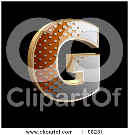 Clipart 3d Halftone Capital Letter G On Black - Royalty Free Illustration by chrisroll