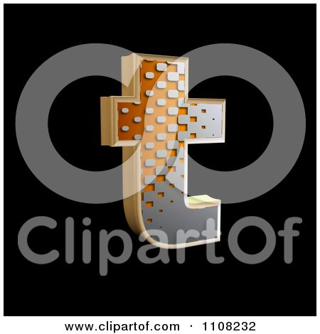 Clipart 3d Halftone Lowercase Letter T On Black - Royalty Free Illustration by chrisroll