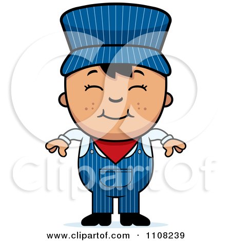 Clipart Happy Asian Train Engineer Boy - Royalty Free Vector Illustration by Cory Thoman