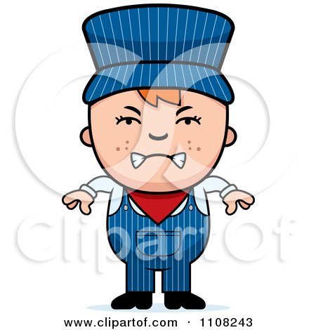 Clipart Angry Red Haired Train Engineer Boy - Royalty Free Vector Illustration by Cory Thoman