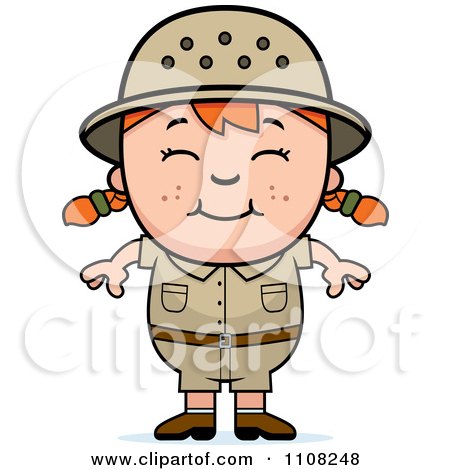 Clipart Happy Red Haired Safari Girl - Royalty Free Vector Illustration by Cory Thoman