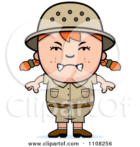 Clipart Angry Red Haired Safari Girl - Royalty Free Vector Illustration by Cory Thoman