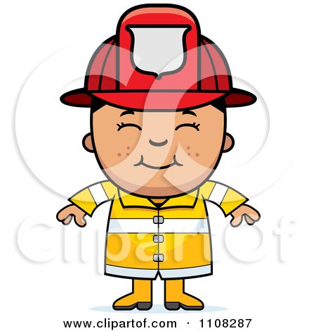 Clipart Happy Asian Fire Fighter Boy - Royalty Free Vector Illustration by Cory Thoman