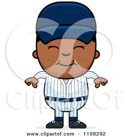 Clipart Happy Black Baseball Boy - Royalty Free Vector Illustration by Cory Thoman