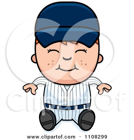 Clipart Happy Baseball Boy Sitting - Royalty Free Vector Illustration by Cory Thoman