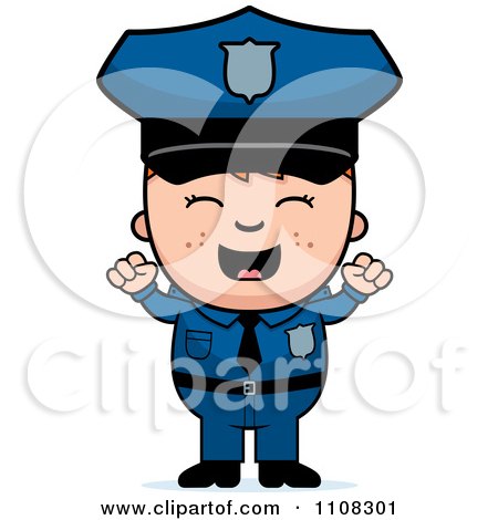 Clipart Happy Police Boy Cheering - Royalty Free Vector Illustration by Cory Thoman