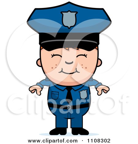 Clipart Happy Police Boy - Royalty Free Vector Illustration by Cory Thoman