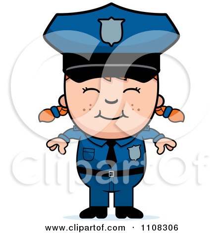 Clipart Happy Red Haired Police Girl - Royalty Free Vector Illustration by Cory Thoman