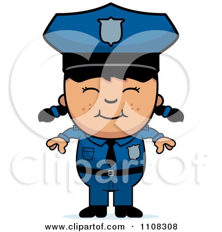 Clipart Happy Asian Police Girl - Royalty Free Vector Illustration by Cory Thoman