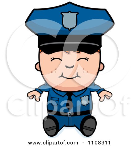 Clipart Happy Police Boy Sitting - Royalty Free Vector Illustration by Cory Thoman
