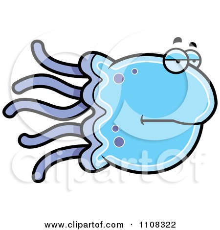 Clipart Bored Blue Jellyfish - Royalty Free Vector Illustration by Cory Thoman