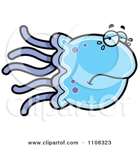 Clipart Crying Blue Jellyfish - Royalty Free Vector Illustration by Cory Thoman