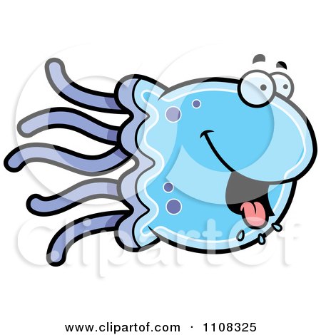 Clipart Hungry Blue Jellyfish - Royalty Free Vector Illustration by Cory Thoman