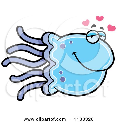 Clipart Amorous Blue Jellyfish - Royalty Free Vector Illustration by Cory Thoman