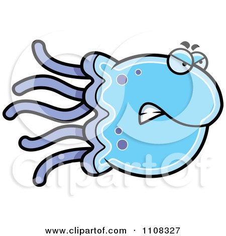 Clipart Angry Blue Jellyfish - Royalty Free Vector Illustration by Cory Thoman