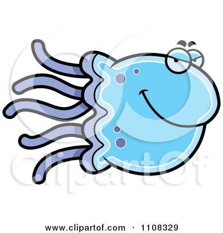 Clipart Sly Blue Jellyfish - Royalty Free Vector Illustration by Cory Thoman