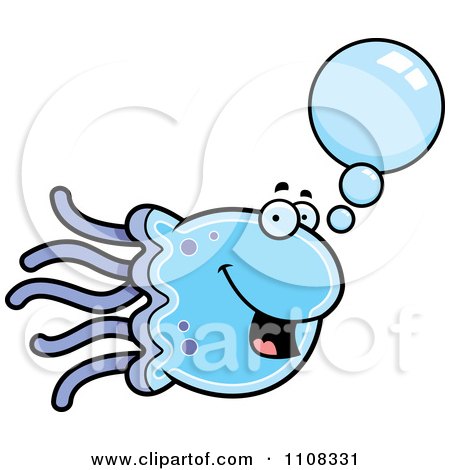 Clipart Talking Blue Jellyfish - Royalty Free Vector Illustration by Cory Thoman