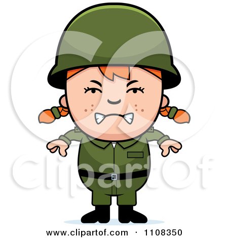 Clipart Angry Red Haired Army Girl - Royalty Free Vector Illustration by Cory Thoman