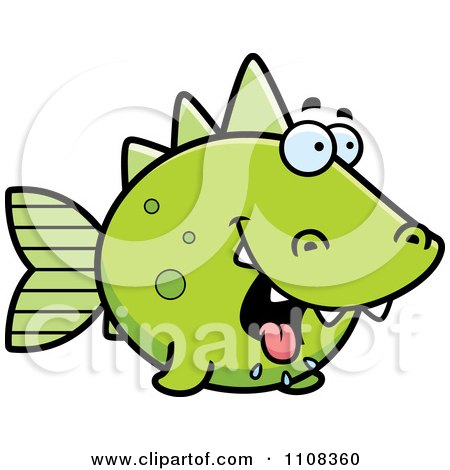 Clipart Hungry Green Dino Fish - Royalty Free Vector Illustration by Cory Thoman