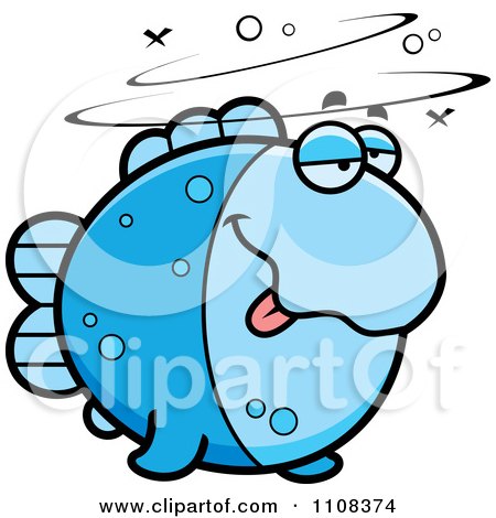 Clipart Drunk Blue Fish - Royalty Free Vector Illustration by Cory Thoman