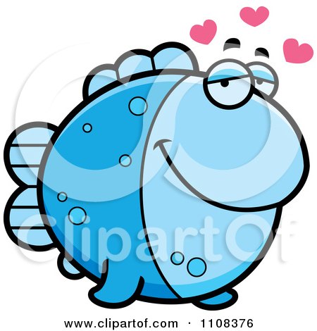 Clipart Amorous Blue Fish - Royalty Free Vector Illustration by Cory Thoman