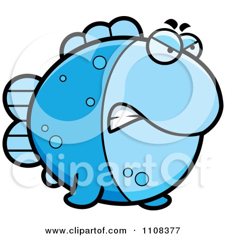 Clipart Angry Blue Fish - Royalty Free Vector Illustration by Cory Thoman
