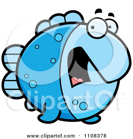 Clipart Scared Blue Fish - Royalty Free Vector Illustration by Cory Thoman