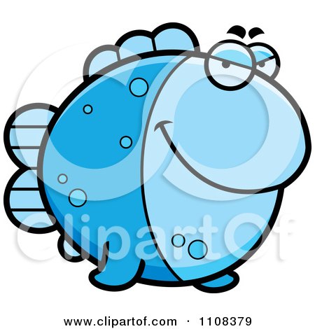 Clipart Sly Blue Fish - Royalty Free Vector Illustration by Cory Thoman