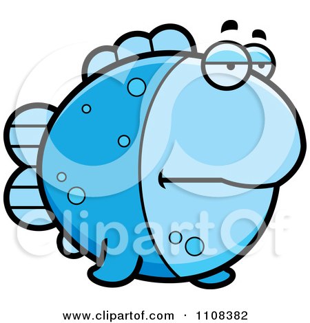 Clipart Bored Blue Fish - Royalty Free Vector Illustration by Cory Thoman