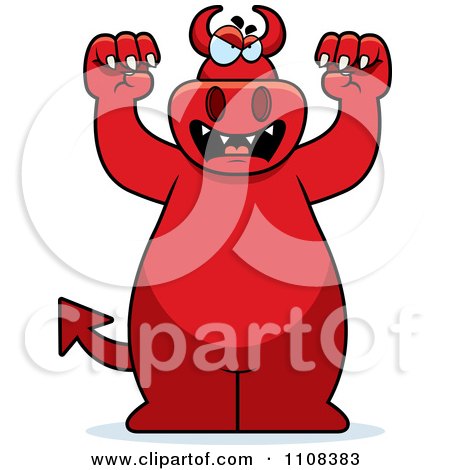 Clipart Attacking Big Red Devil - Royalty Free Vector Illustration by Cory Thoman