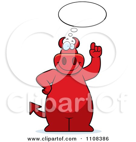 Clipart Big Red Devil Talking About An Idea - Royalty Free Vector Illustration by Cory Thoman