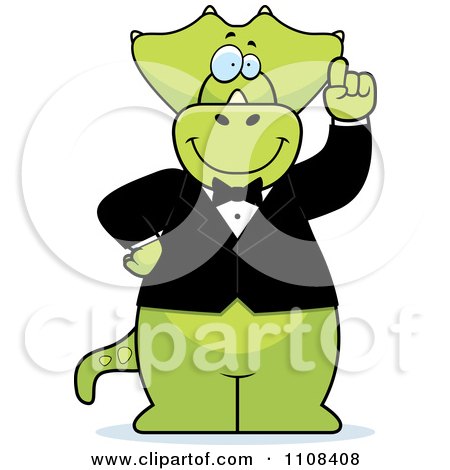 Clipart Triceratops With An Idea Wearing A Tuxedo - Royalty Free Vector Illustration by Cory Thoman