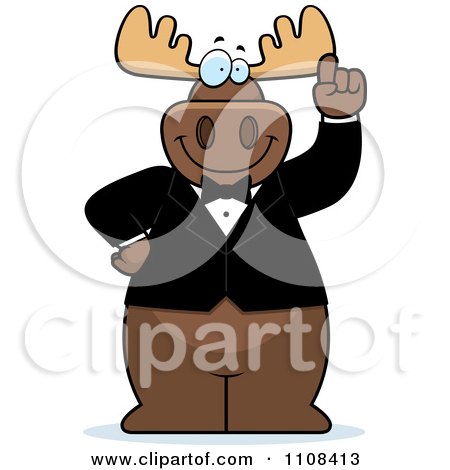 Clipart Happy Moose With An Idea Wearing A Tux - Royalty Free Vector Illustration by Cory Thoman