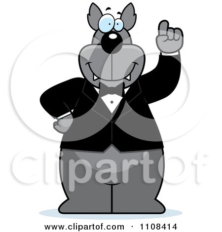 Clipart Wolf With An Idea Wearing A Tuxedo - Royalty Free Vector Illustration by Cory Thoman