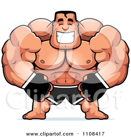 Clipart Happy Buff MMA Fighter - Royalty Free Vector Illustration by Cory Thoman