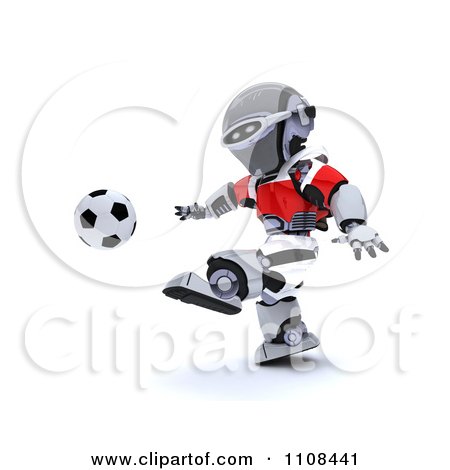 Clipart 3d Denmark Robot Playing Soccer - Royalty Free CGI Illustration by KJ Pargeter