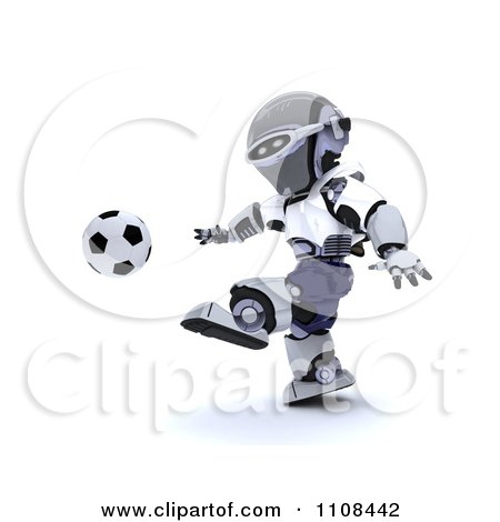 Clipart 3d English Robot Playing Soccer - Royalty Free CGI Illustration by KJ Pargeter