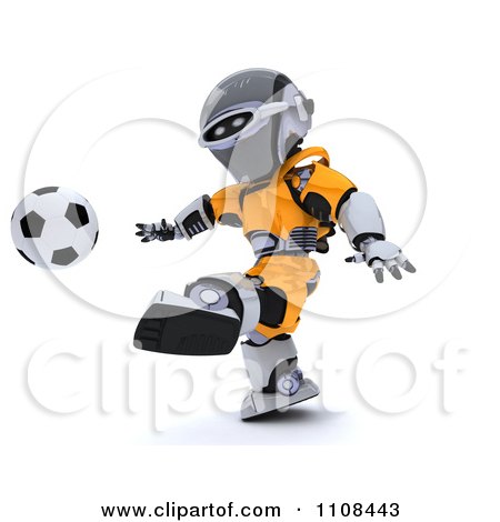 Clipart 3d Dutch Robot Playing Soccer - Royalty Free CGI Illustration by KJ Pargeter