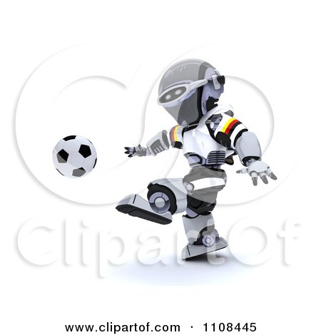 Clipart 3d German Robot Playing Soccer - Royalty Free CGI Illustration by KJ Pargeter