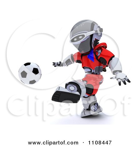 Clipart 3d Czech Robot Playing Soccer - Royalty Free CGI Illustration by KJ Pargeter