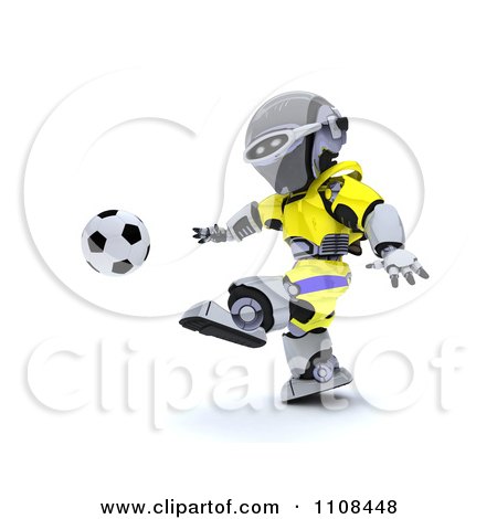 Clipart 3d Ukrainian Robot Playing Soccer - Royalty Free CGI Illustration by KJ Pargeter
