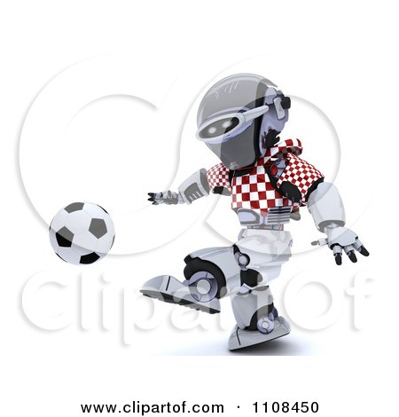 Clipart 3d Croatian Robot Playing Soccer - Royalty Free CGI Illustration by KJ Pargeter