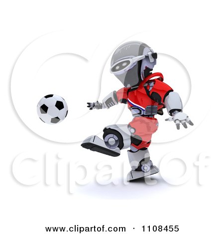 Clipart 3d Russian Robot Playing Soccer - Royalty Free CGI Illustration by KJ Pargeter