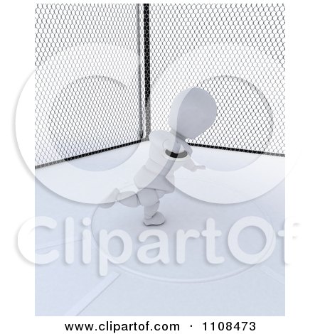 Clipart 3d White Character Discus Thrower In A Cage 1 - Royalty Free CGI Illustration by KJ Pargeter
